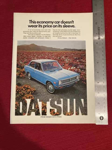 Datsun 1200 Sedan Car 1973 Print Ad  - Great To Frame!