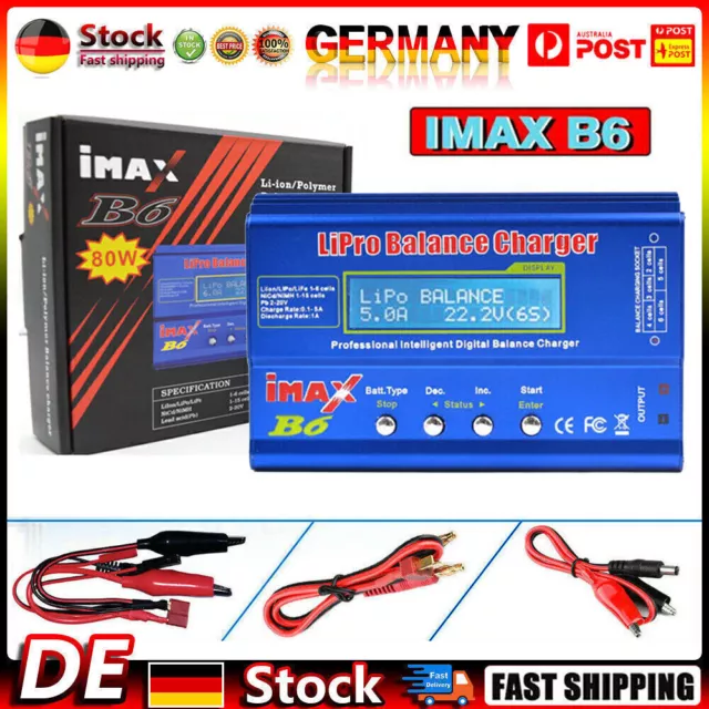 IMAX B6 80W Netzteil Ladegerät Lipo NiMh Akku Batterie Balance Charger Digit DE