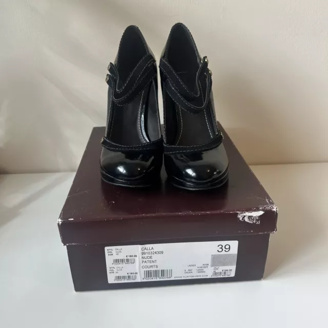 KURT GEIGER WOMEN’S Nude Black Patent Court Shoes Stiletto Size Uk 6 ...