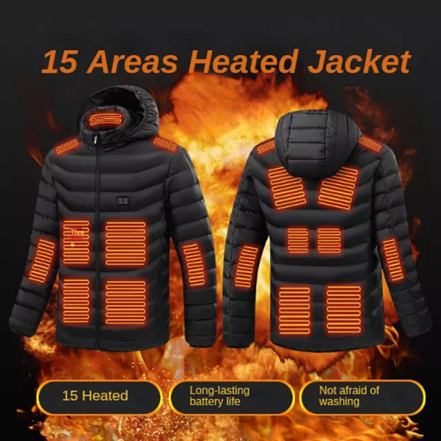 Riscaldato Caldo Gilet Inverno Elettrico USB Giacca Heating Termico Uomo Donna ^