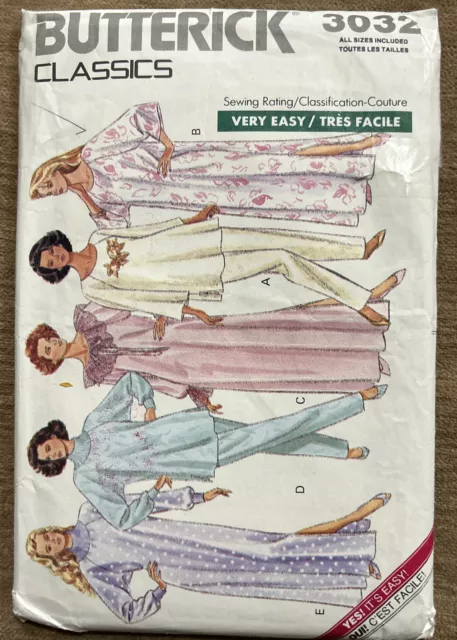 VTG Butterick Sewing Pattern #3032 Misses Caftan~Top~Pants All Sizes 6-24 UCFF