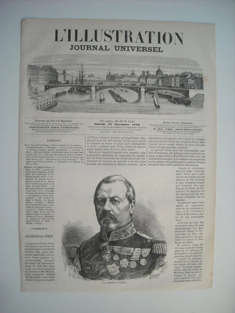 1870 Engraving. Le General Vinoy, Ne Saint-Etienne-De-Saint Geoirs. With Explained