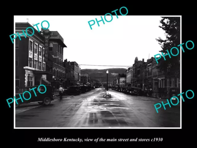 OLD LARGE HISTORIC PHOTO OF MIDDLESBORO KENTUCKY THE MAIN ST & STORES c1930