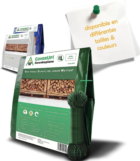 Bâche 2 X 3 M [120 G/M2] & Corde De 12 M, Bâche De Protection Avec Des Œillets M