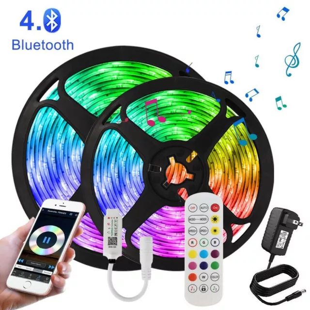 5-20m LED Strip Lights 5050 Music Sync Bluetooth APP with Remote Rooms RGB Light