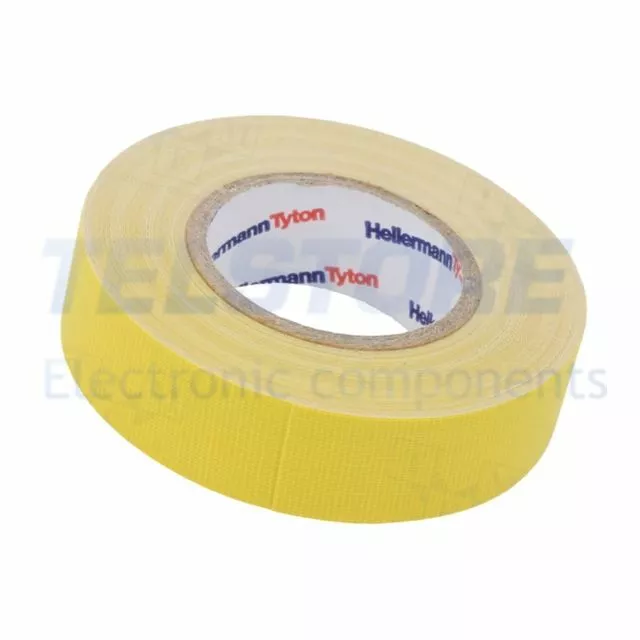 1rotolo  Tape textile W 19mm L 10m Thk 0.31mm yellow 64N/cm 10% 712-00202 HELATA