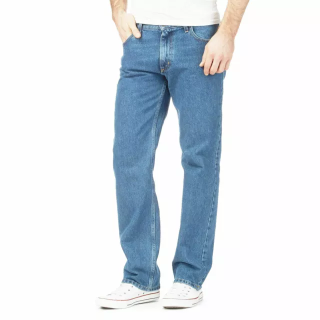 Mens Denim Jeans Waist 34 32 36 Straight Leg Regular Fit Plain  Pants