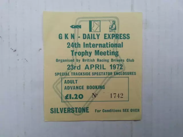 1972 Biglietto Trofeo Internazionale Silverstone Formula 1 (F1)