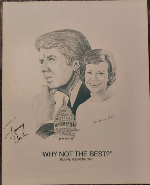 Jimmy Carter & Rosalynn Signed Poster Lithograph Print Why Not The Best? RARE
