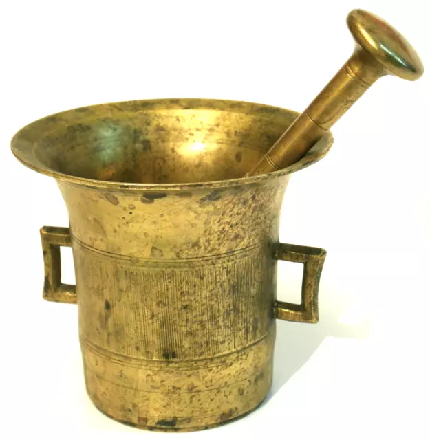 Vintage Apothecary Brass Mortar and Pestle 19th Century