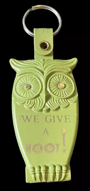 Vtg 1970s Plastic Owl Keychains We Give a Hoot! Payless Corvallis A wise Choice