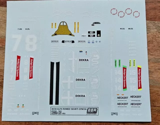 Carrera 3 Fach Decal Bogen für 1:40 Profi oder Servo für Alfa Romeo