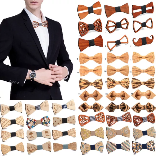 Men's Wooden Bow Tie Wedding Party Wood Bowtie Gift Adjustable Necktie Formal