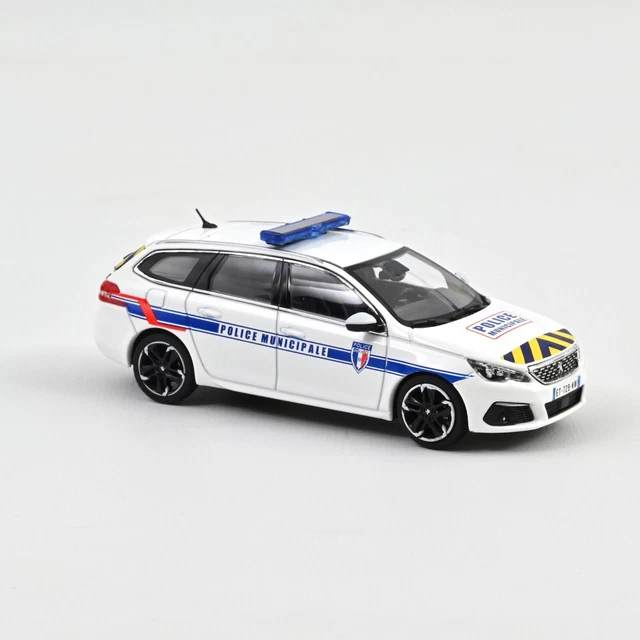 Modèle Norev 3 Inches Peugeot 308 Police Nationale - Blanc, Bleu, Rouge, Zamac, Neuf