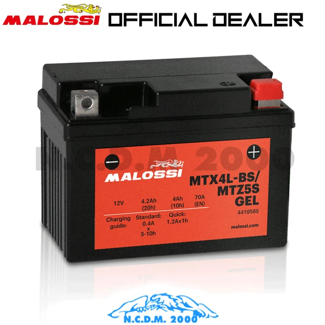Batterie Moto YTX4L-BS = MTX4L-BS Sym Jet BASIX 50 2T MALOSSI Prêt All'