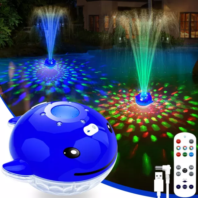 ChlorStar Floating Pool Fountain with Remote Dolphing Pool Fountain with Ligh...