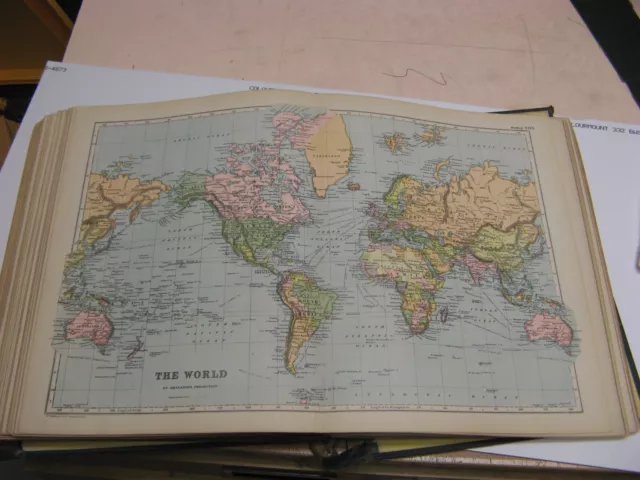 100% Original Large Chart Of The World Mercators  Map By Bacon C1896 Vgc