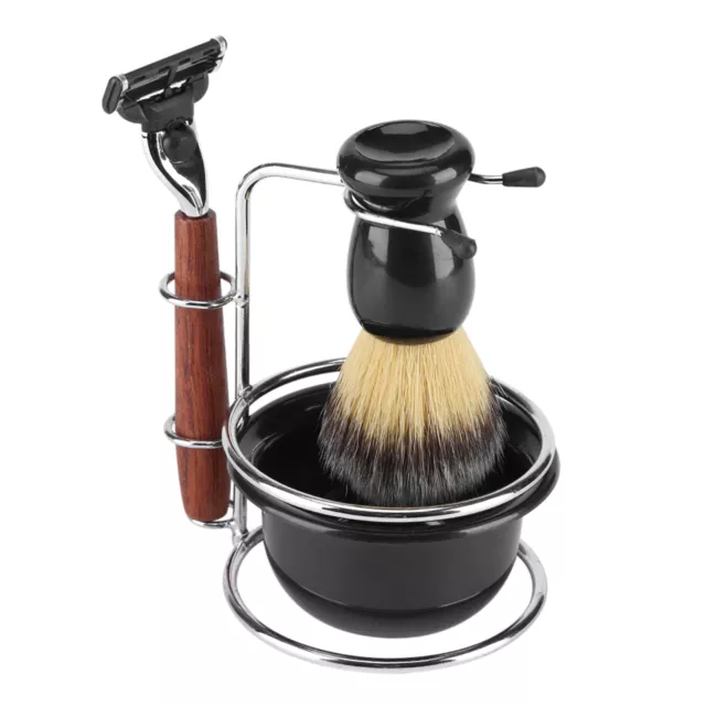 4Pcs Shaving Kit Manual Razor Shaving Safety Stand Holder Brush Bowl Set 3