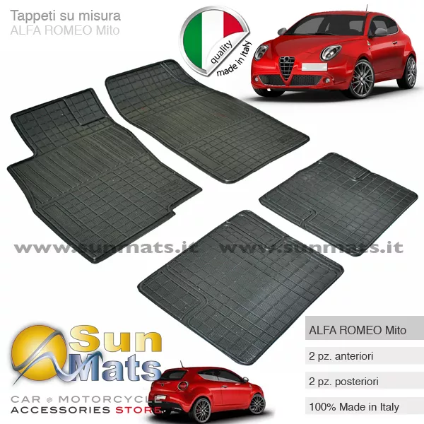 Tappeti 100% in gomma per ALFA ROMEO Mito 100% Made in Italy + OMAGGIO profumino