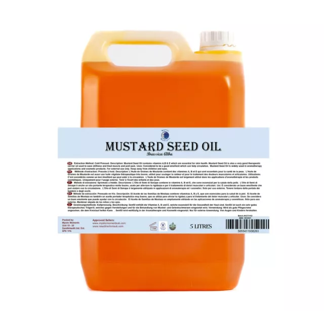 Mystic Moments | Mustard Seed Carrier Oil - 100% Pure - 5 Litres