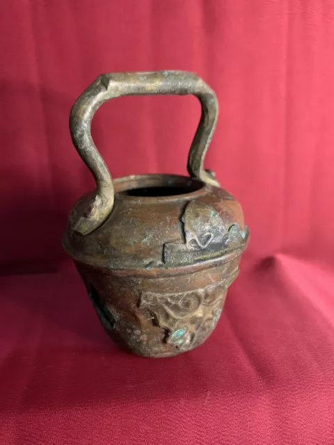 Rare Ancient Roman Greek Bronze Wine Vessel With bronze attachment