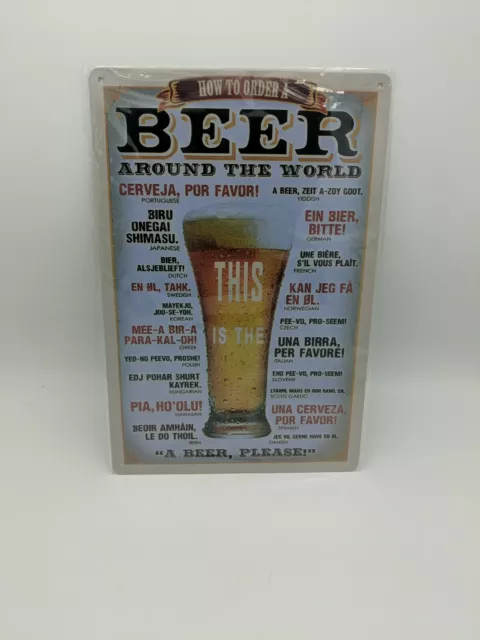 How To Order A Beer Around the World Metall Blech Wandschild Plakette Tür A4 UK 🙂 🙂 🙂 🙂