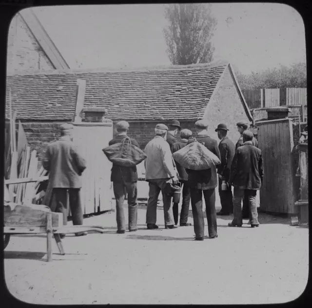 Glass Magic Lantern Slide VICTORIAN WORKMEN C1890 PHOTO MARK NEIGHBOUR NO12