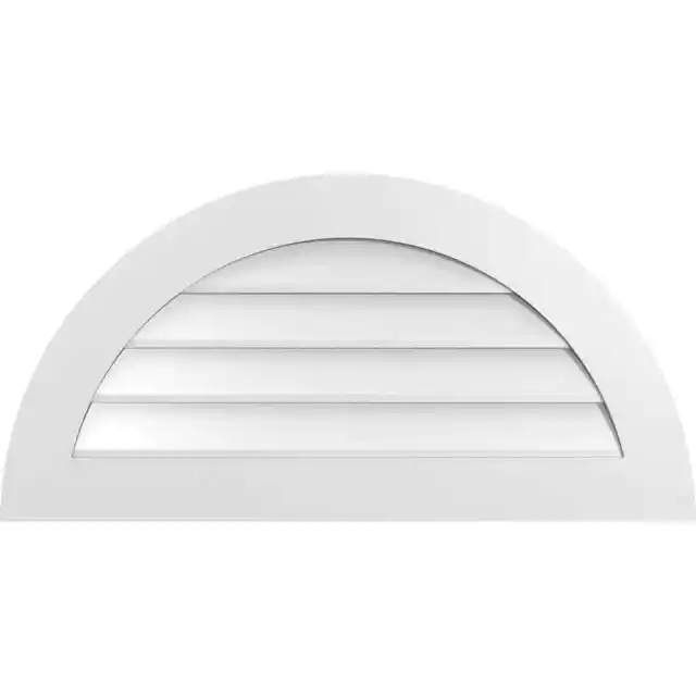 Ekena Millwork Gable Vent 38 in. x 19 in. Half Round Surface Mount PVC White