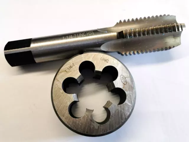 1-1/4-7 Unified HSS Right Hand Thread Tap 1" 1/4-7 TPI + Die 1" 1/4-7