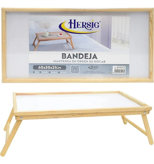 Bandeja Madera   Bandeja con Patas Plegables - 60 x 30 x 21 cm-HERSIG