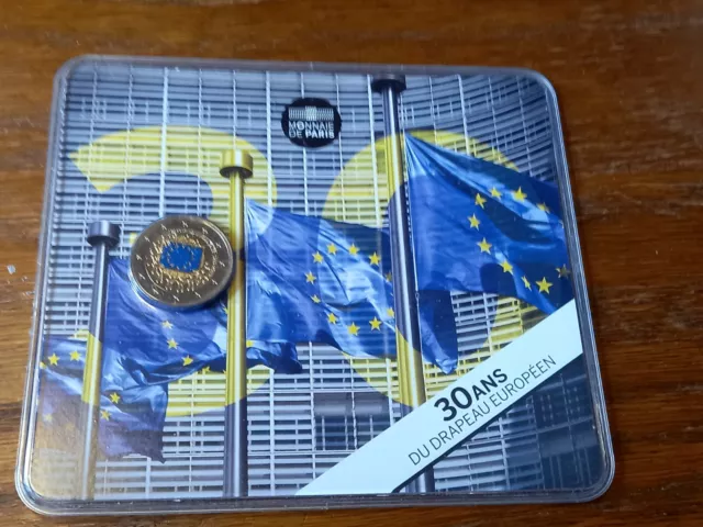 Frankreich 2 EURO 2015 30 Jahre Europa Flagge COINCARD offiziell koloriert