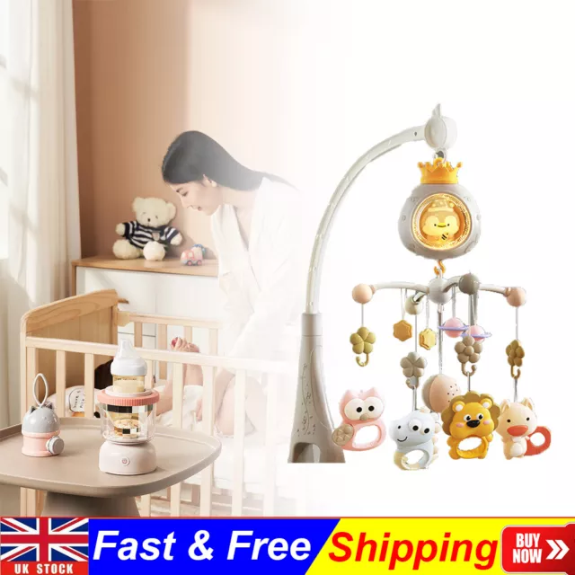 Baby Cute Musical Crib Bed Bell Cot Mobile Stars Dreams Light Nusery Lullaby Toy