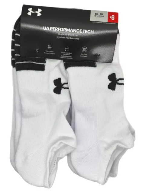 6 Paar Under armour Ua Performance Tech No-Show Socken Weiß Herren XL