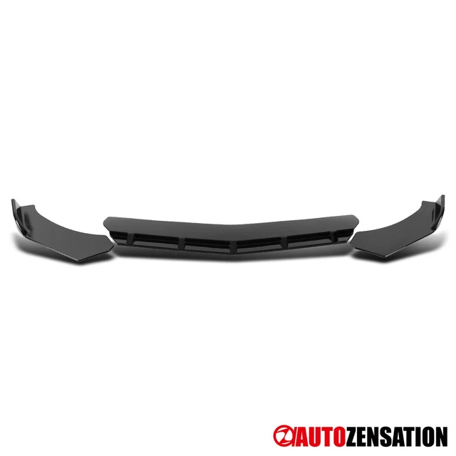 Universal 3PC Style Glossy Black Bumper Lip Spoiler Splitter Honda Audi Mazda