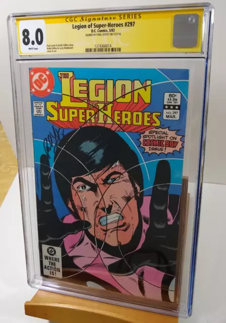 DC Legion of Super Heroes 297 CGC 8.0 SS Signed Paul Levitz 1983 VF White Pages