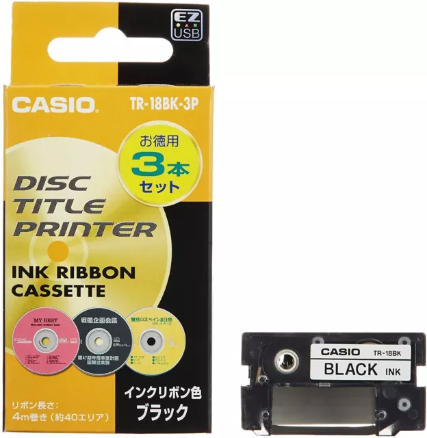 Casio TR-18BK-3P Black Ink Ribbon Disc Title Printer 3pcs Japan new F/S 3