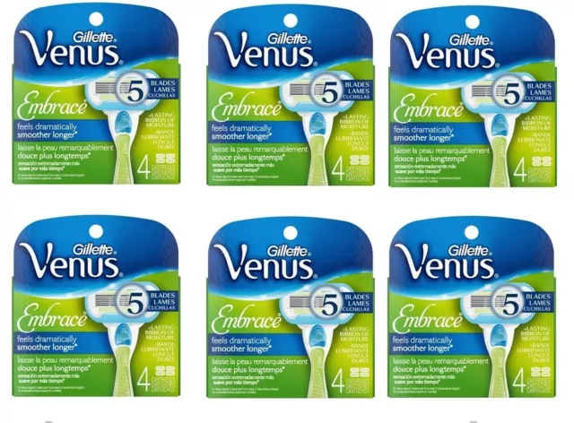 24 Gillette Venus Embrace Razor Blades Cartridges Refills Shaver Authentic USA