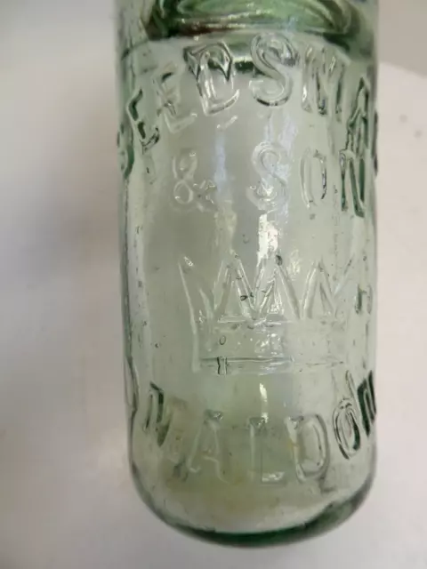 Seedsman & Son Maldon Australian Antique Glass Codd Marble Bottle Embossed Crown