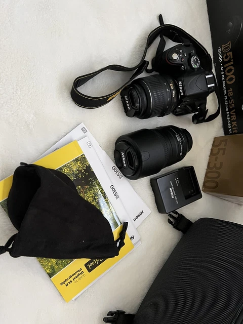 Nikon D5100 16.2MP Digital SLR Camera AF-S DX VR 18-55mm and 55-300mm 2 Lens Kit