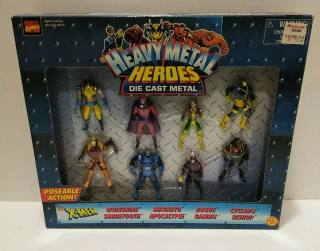 Marvel Heavy Metallic Heroes 8 Die Cast Metal Figures Toy Biz 1998 New Sealed