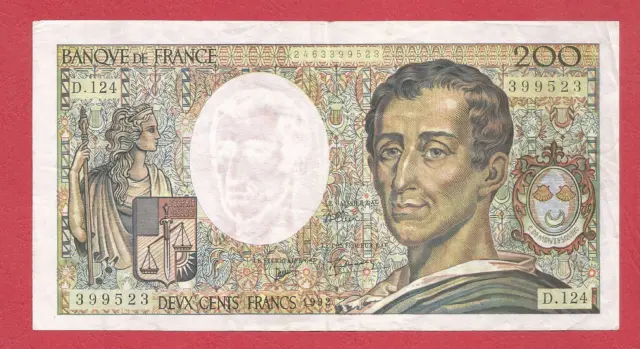 Billet FRANCE : de 200 frs Montesquieu 1992
