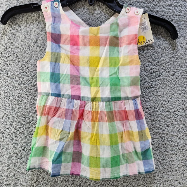 MINI BODEN Kids' Gingham Crossback Top Girl's 4-5yrs Multi Rainbow Sleeveless +