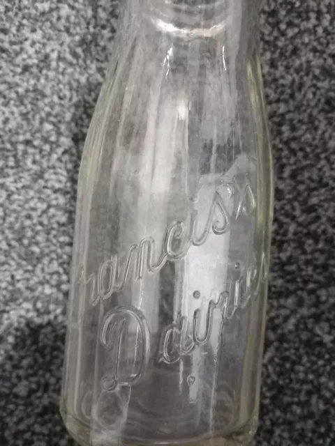 Glass Milk Bottle Francis's Dairies In Good Used Condition.