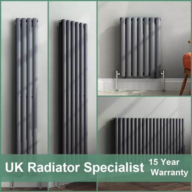 Horizontal Vertical Oval Column Designer Radiator Central Heating Rad Anthracite