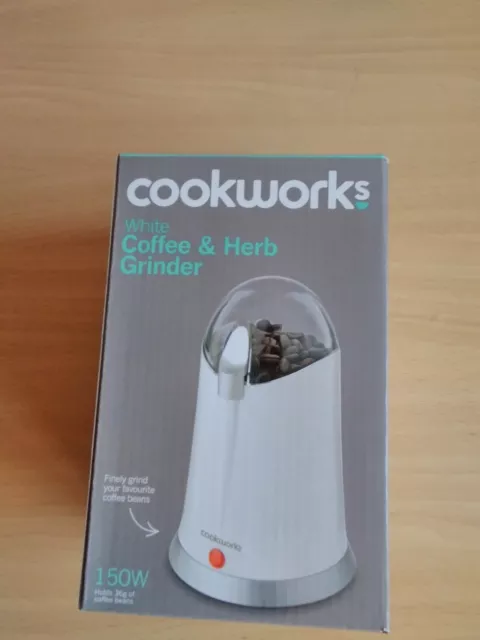 Cook works 150w Kitchen Electric White Coffee Bean & Herb Grinder - New