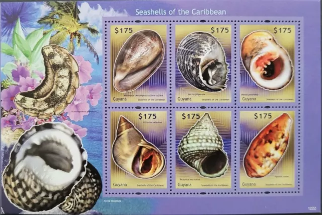 Guyana #SGMS6798 MNH M/S 2012 Caribbean Seashells Palm [4145]