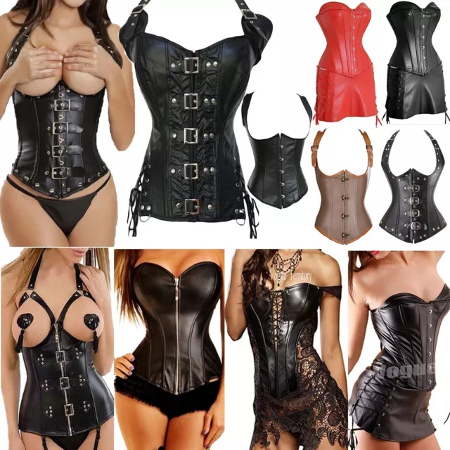 Sexy Gothic Bustier Corset Lace Up Women Boned Top Steampunk Basque Lingerie UK