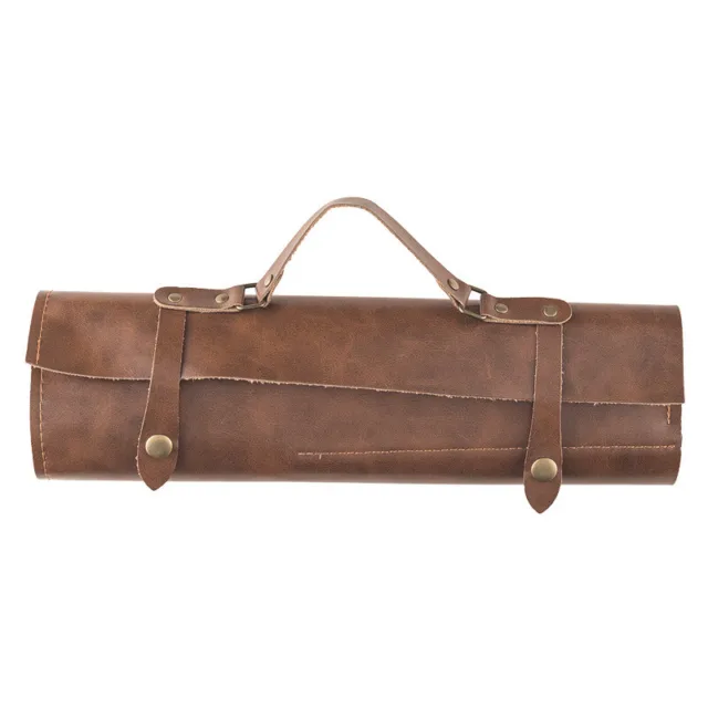 Cowhide Leather Pocket Knives Roll Carry Storage Case Chef Knife Organiser Bag