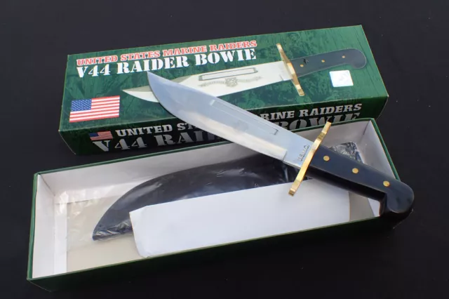 WW2 USMC RAIDER BOWIE V-44 w/Sheath High Quality Reproduction NEW MIB WW2 USMC RAIDER BOWIE V-44 w/Sheath High Quality Reproduction NEW MIB