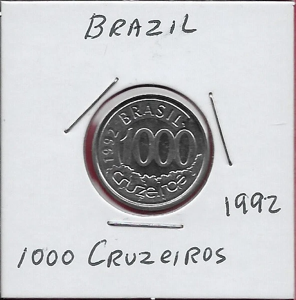 Brazil 1000 Cruzeiros 1992 Unc Two Acara Fish(Angel Fish)To Right,Lettering Abov
